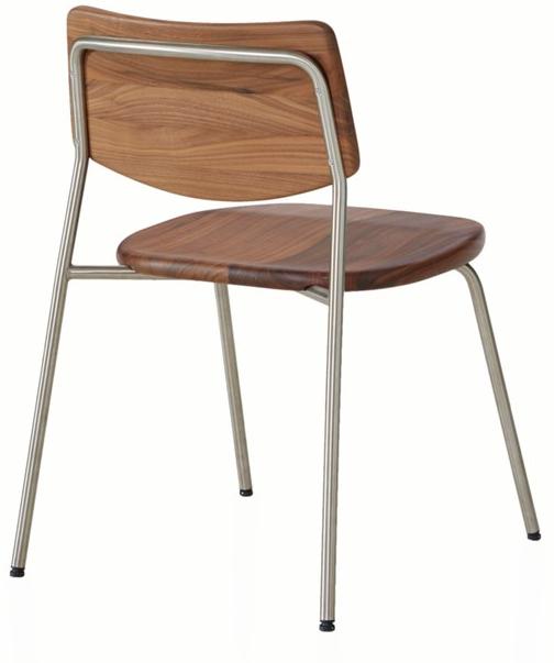 BassamFellows Штабелируемый стул из нержавеющей стали и дерева Pipe Cb-58 - Вид №3