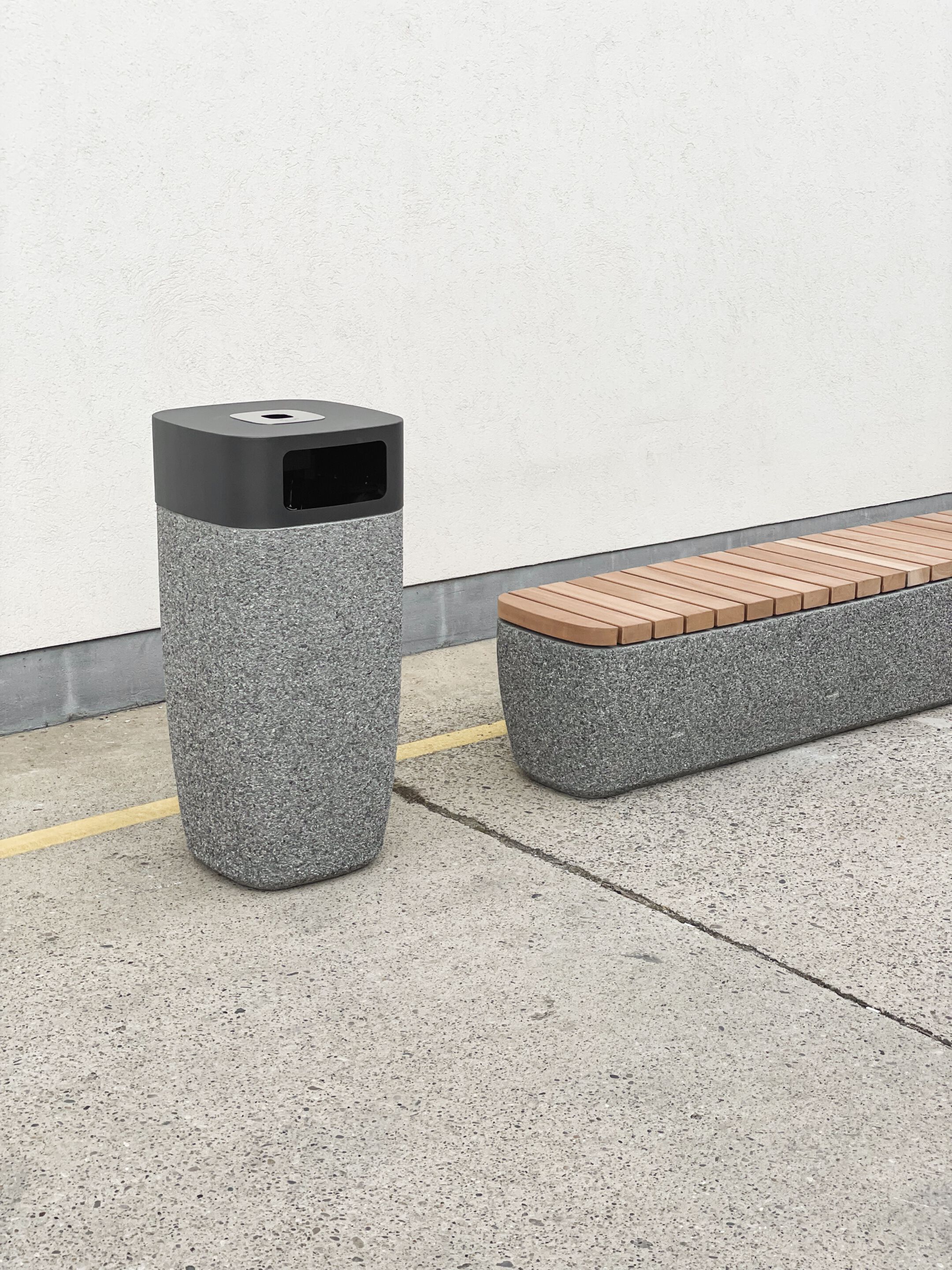 Скамейка из бетона и красного дерева без спинки Kremen ARCH-00031731 - Вид №5