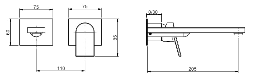 Настенный смеситель для раковины с ограничителем расхода без слива Rubinetterie Frattini Gintonic ARCH-00023555 - Вид №9