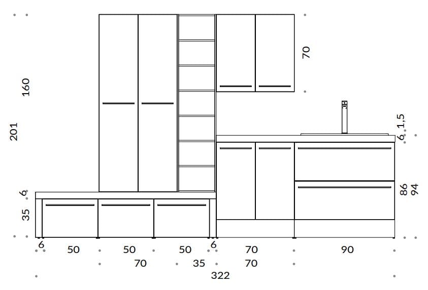 Шкаф для белья с ящиками для стиральной машины Gruppo Geromin магазин ARCH-00021626 - Вид №2