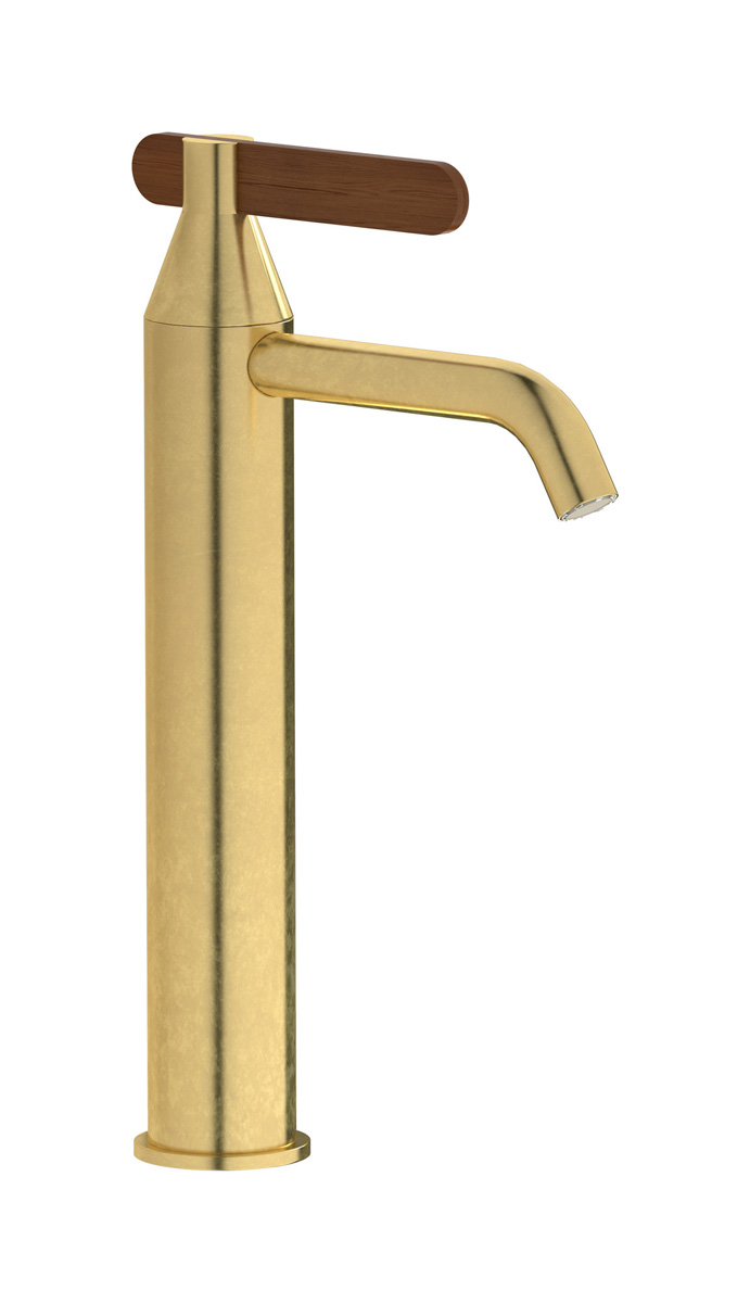 Высокий смеситель для раковины на 1 отверстие в комплекте с донным клапаном WE ARE IB ol314on Natural Brass Soho
