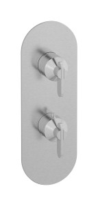 External part of thermostatic 2 ways diverter, round plate, vertical, Soho handle WE ARE IB eua612ssnoh Brushed Nickel Aqua