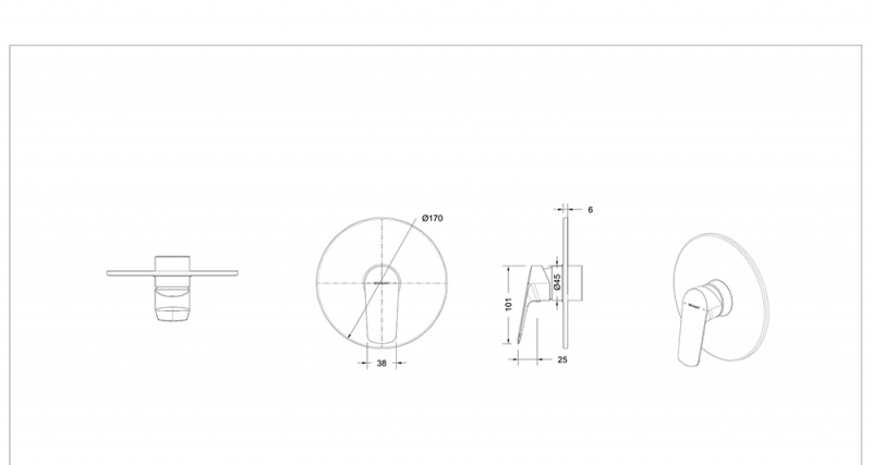 Встраиваемый смеситель (1-функц) Rhein PB8429564CP-ENG bravat  - Вид №1