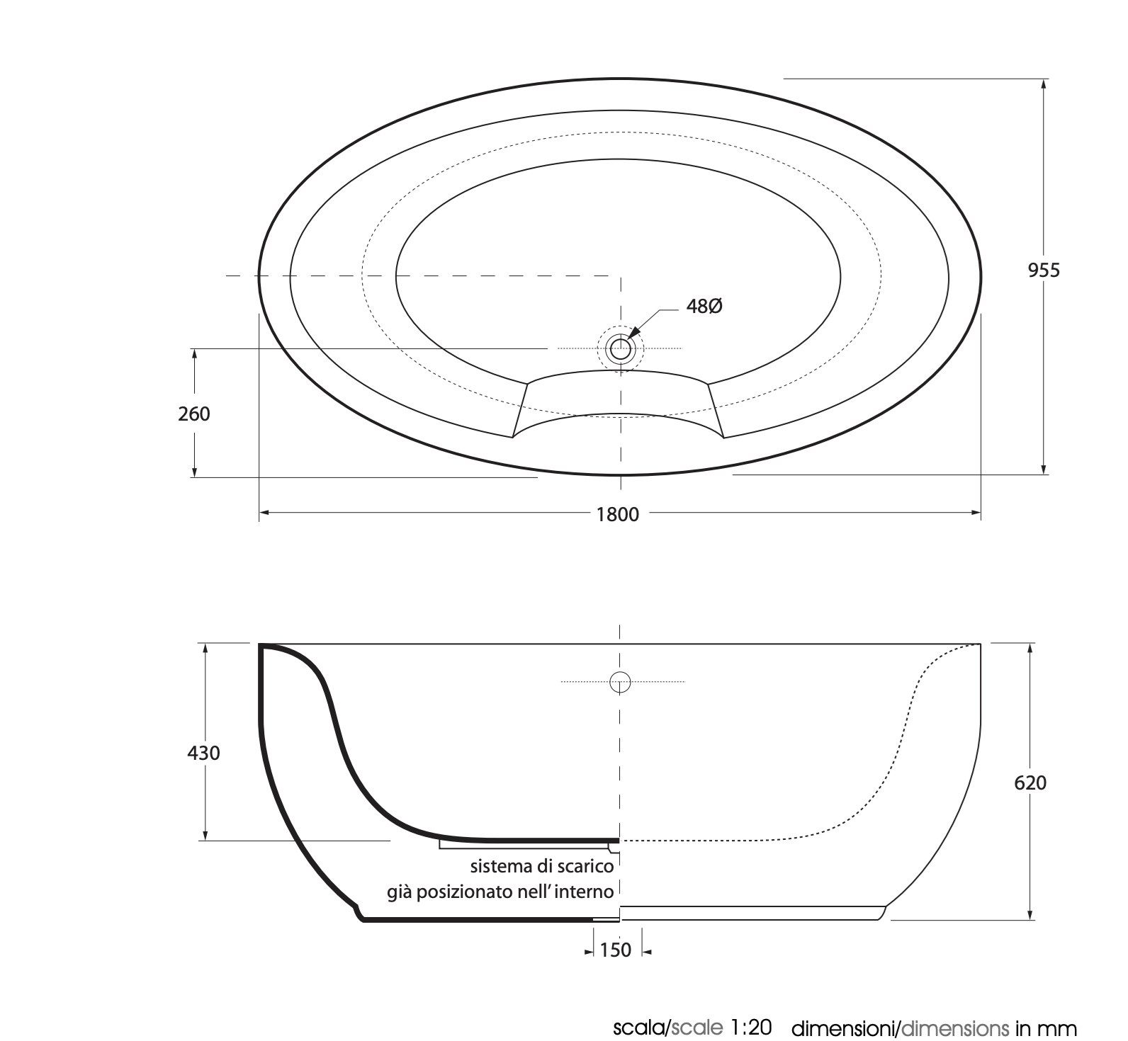 Акриловая овальная ванна Azzurra Ceramica удобная ARCH-00079834 - Вид №2