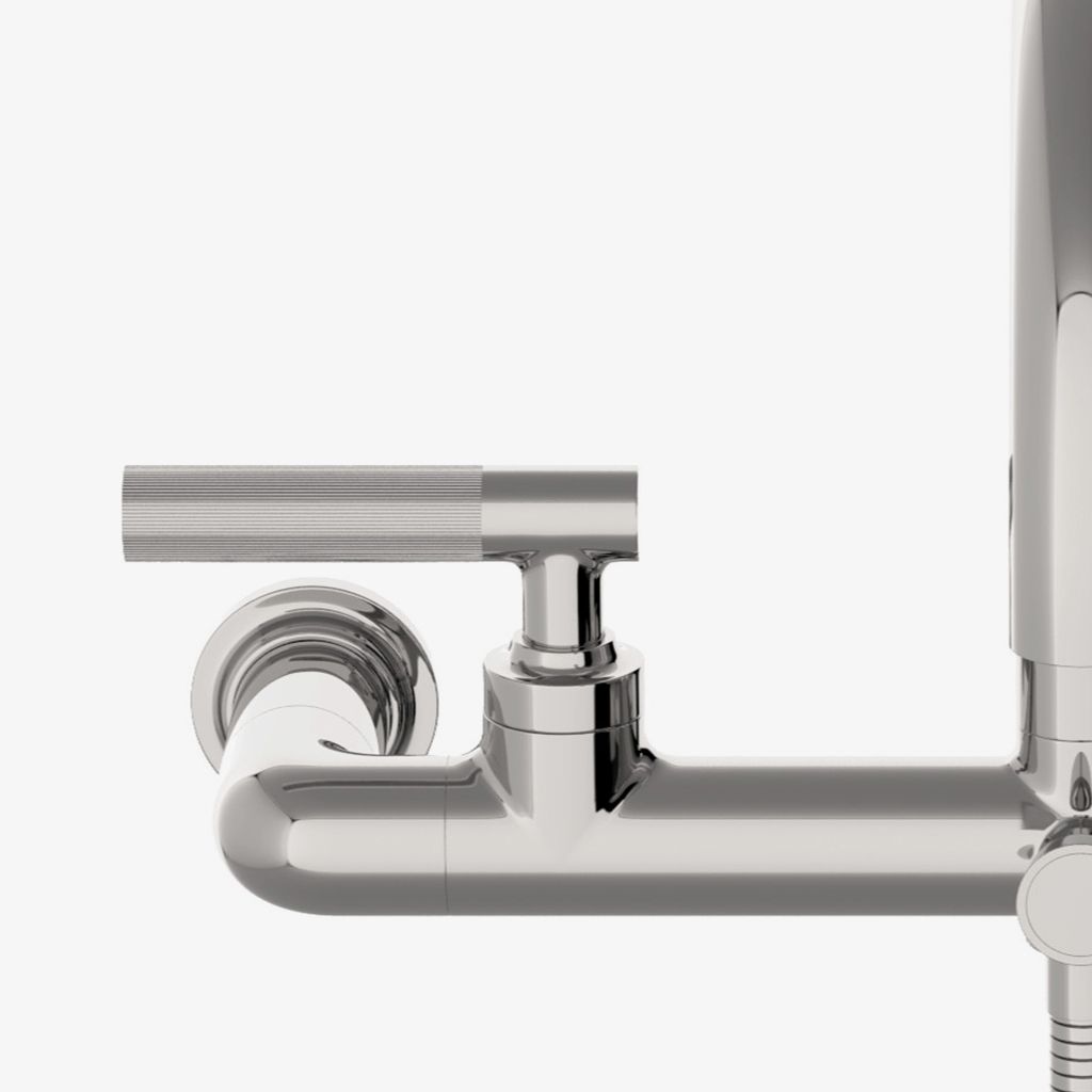 BXT17A Настенный открытый наполнитель для ванн серии Bond Tandem с ручным душем и гильошированными ручками Waterworks