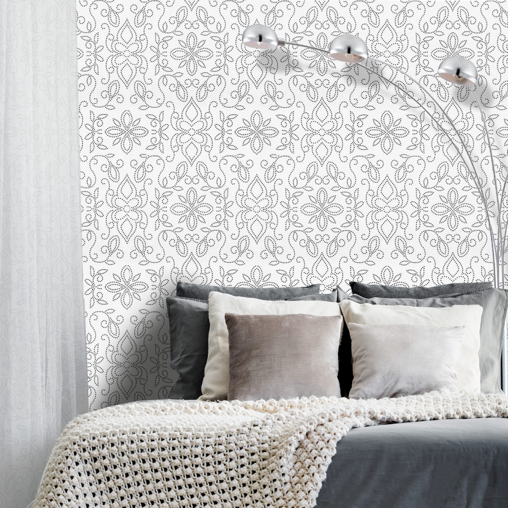 82399703 Обои флизелиновые белые 1.06 м 1117-22 Вензель Santreyd  - Вид №2