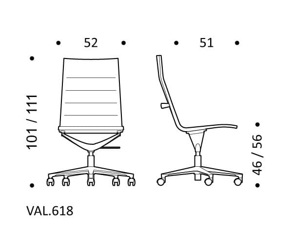 5-спицевое вращающееся офисное кресло с тканевыми колесами ICF Valea ARCH-00111459 - Вид №8