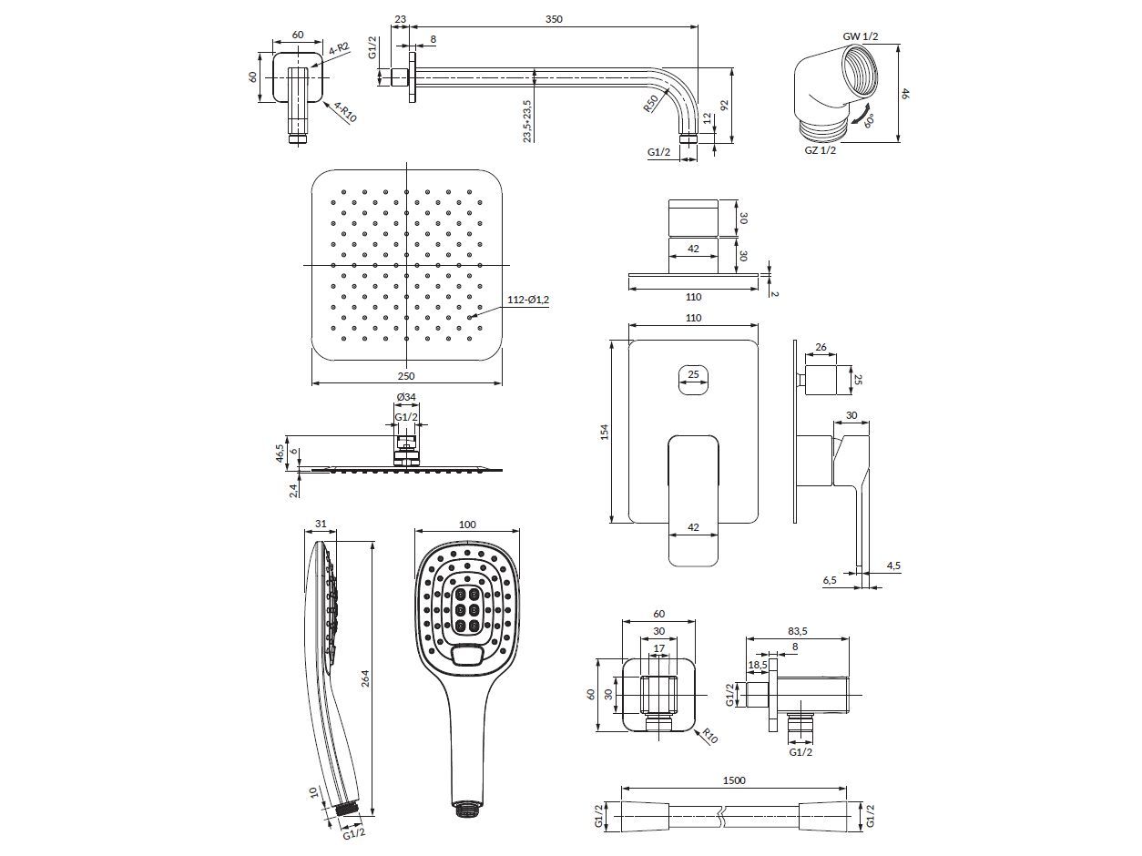 Встраиваемый душевой набор с душем и ручным душем OMNIRES слайд ARCH-00066789 - Вид №2