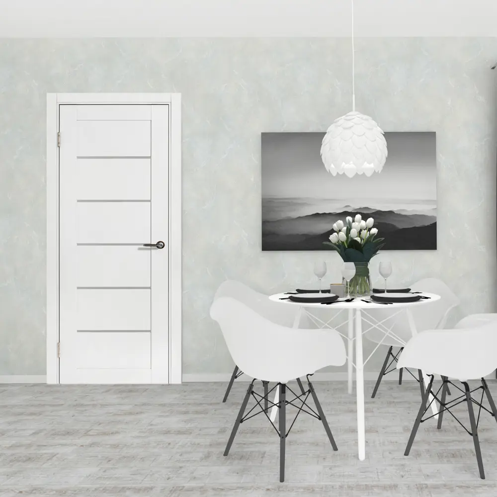 Дверь межкомнатная со стеклом Богема 80x200 см Hardflex цвет белый с замком и петлями PORTIKA STLM-2160718 - Вид №1