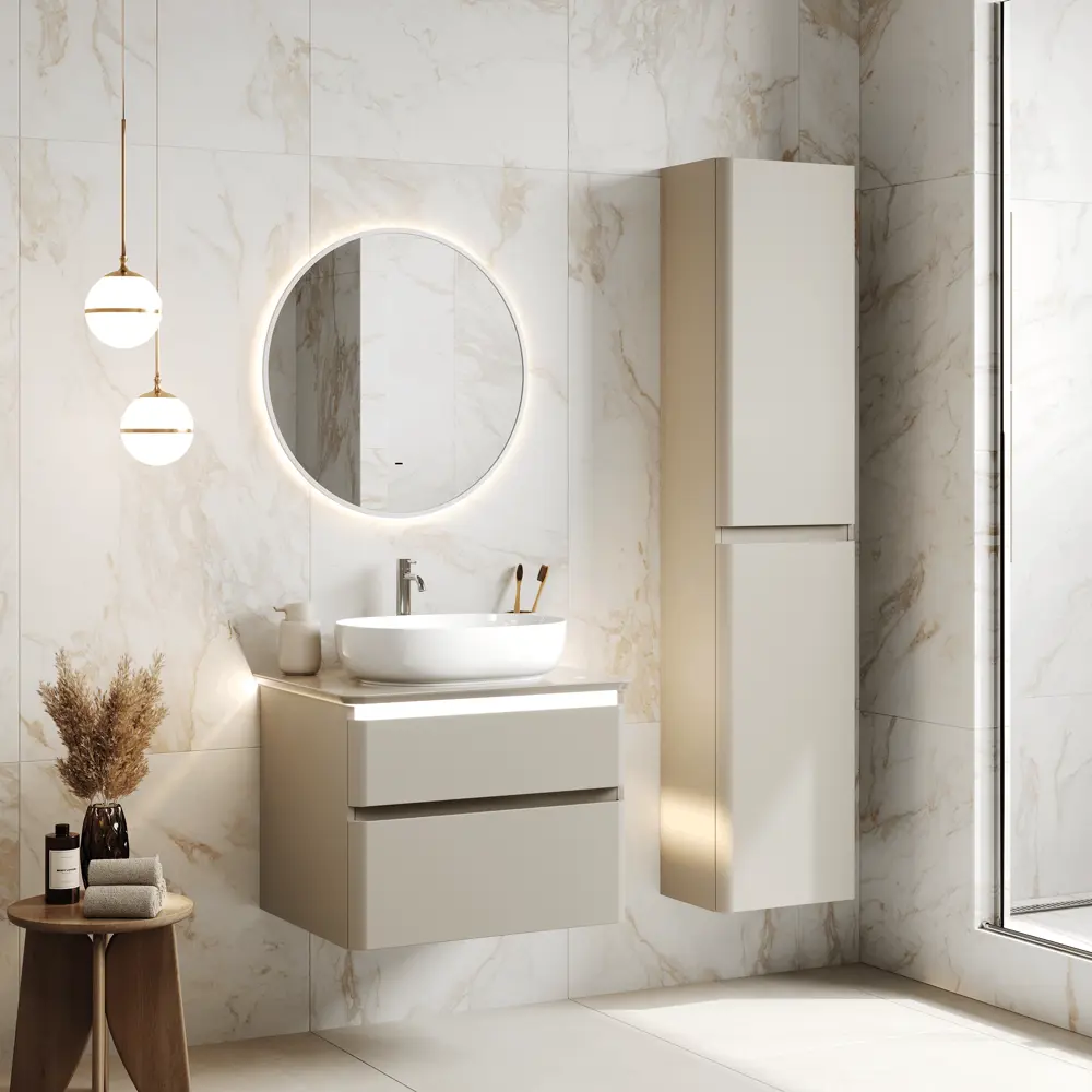 Шкаф-пенал для ванной комнаты Нео подвесной 160x36 см цвет амарок Santreyd STLM-2210741 - Вид №3