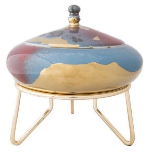 Ваза керамическая синяя с золотом "Самоцвет" 22 см UNICO ДИЗАЙНЕРСКИЕ 255468 Золото;красный;синий;разноцветный