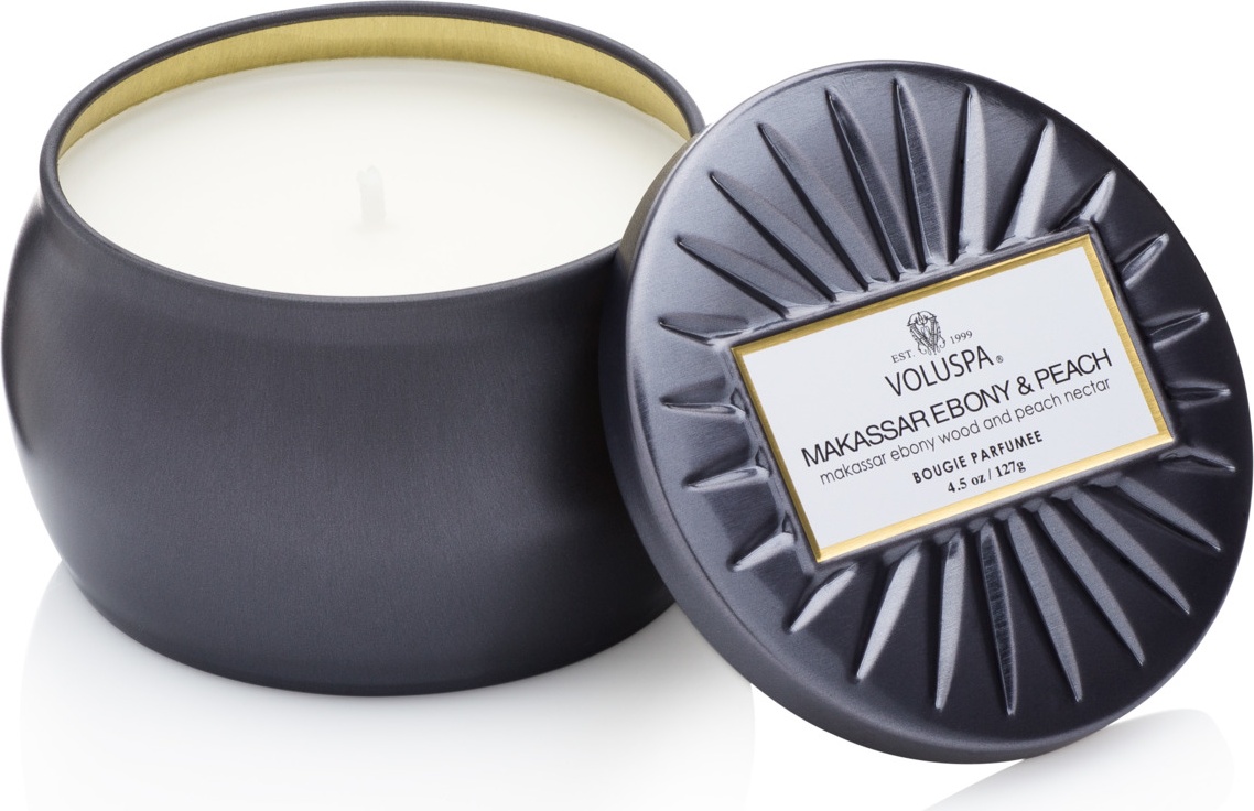 10664257 VOLUSPA Ароматическая свеча в декоративной банке Voluspa "Черное дерево и персик", 128гр 