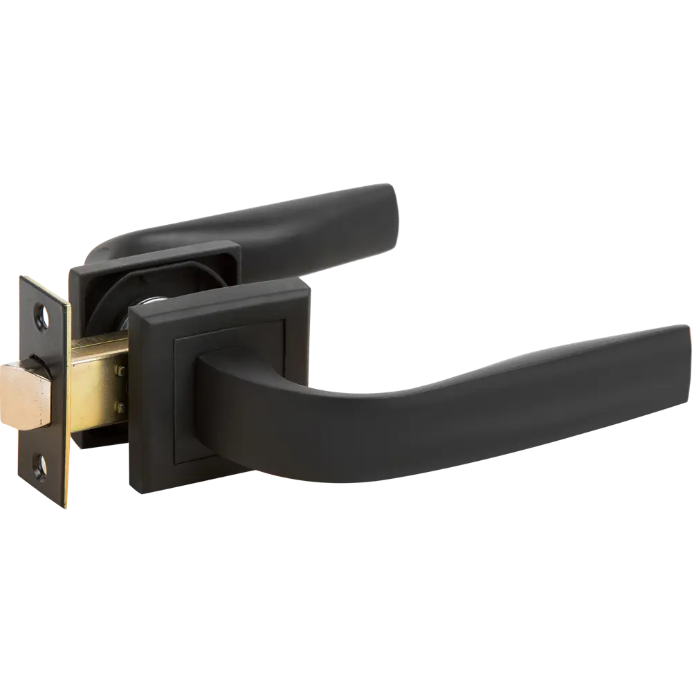 Комплект дверных ручек 22L 100 BP, без запирания, цвет чёрный PALLADIUM STLM-2082703 - Вид №2