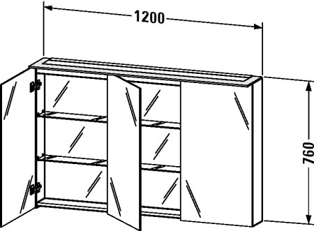 XL759607272 Зеркальный шкафчик X-Large #XL7596 1200 x 138/208 мм Дуб брашированный, натуральный шпон Duravit - Вид №1