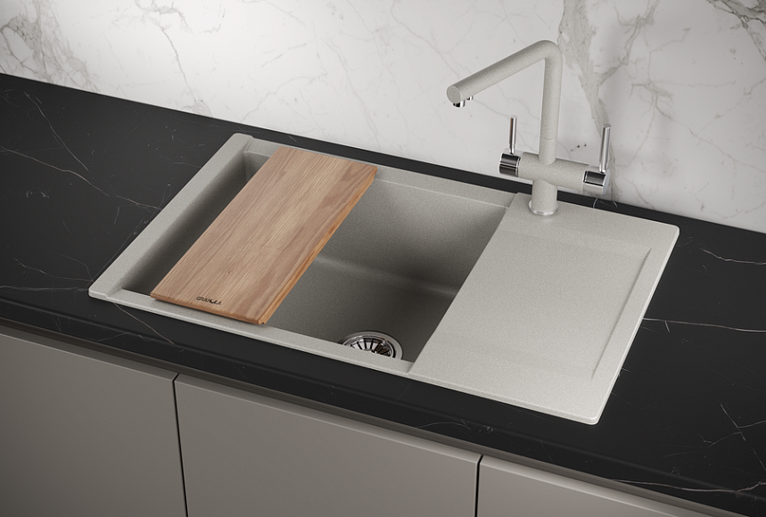 ES-7807, БАЗАЛЬТ, кухонная мойка, кварц, ESTETICA GRANULA 7807-ST264