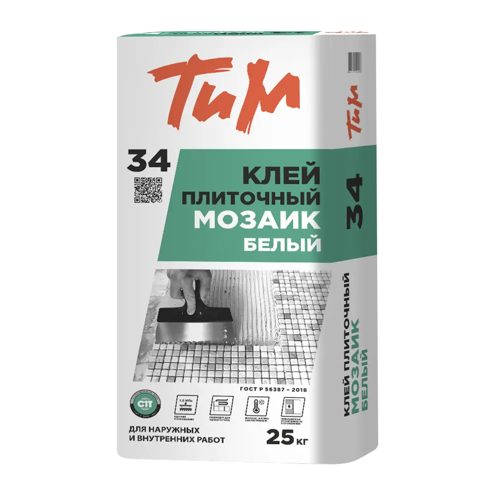 Клей плиточный белый ТиМ №34 Мозаик 25 кг 12431959 STLM-2138083