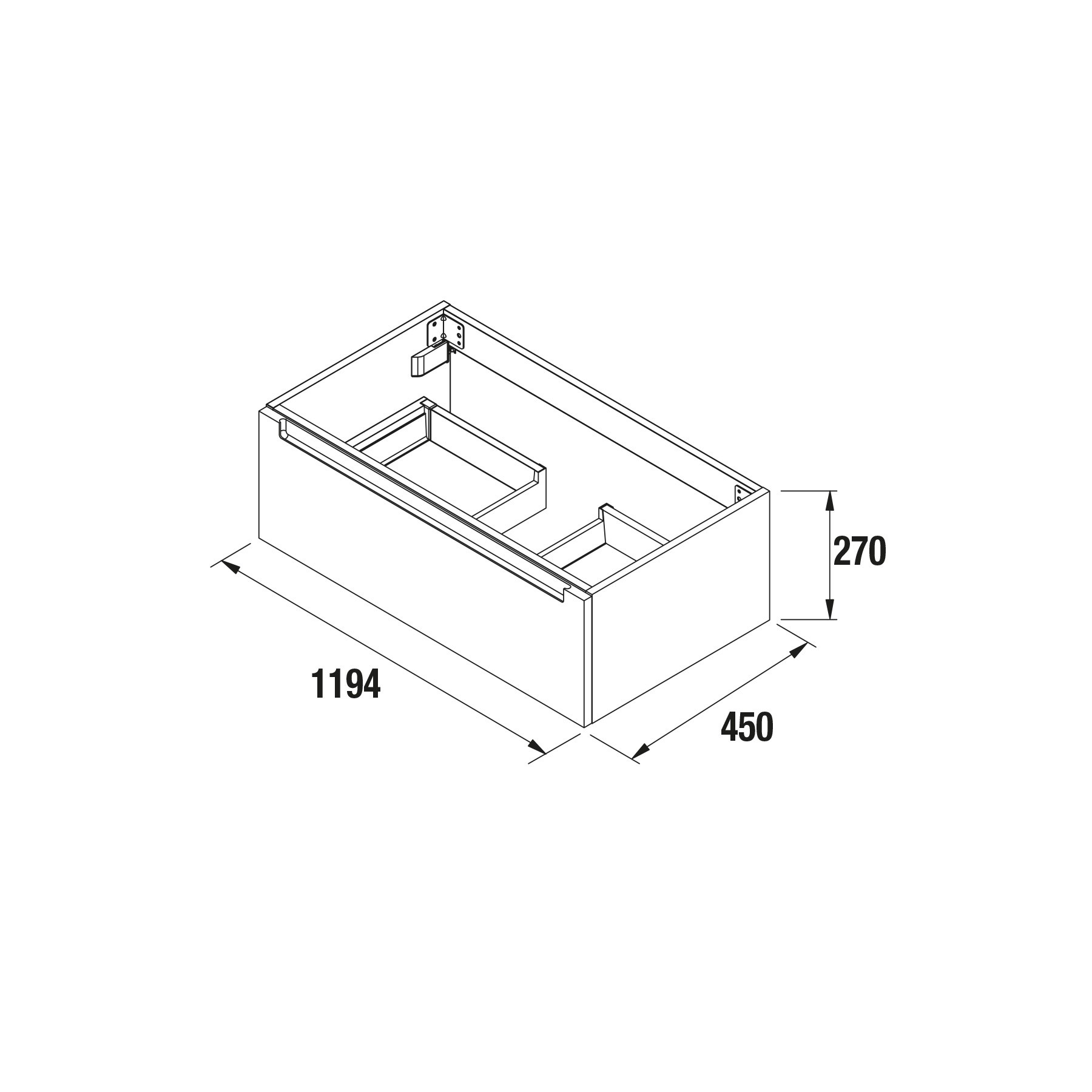 23939 SALGAR Мебель под умывальник MONTERREY 1200 1 ящик металлический BAY PINE 1197 x 270 x 450 мм Лавровая сосна  - Вид №1