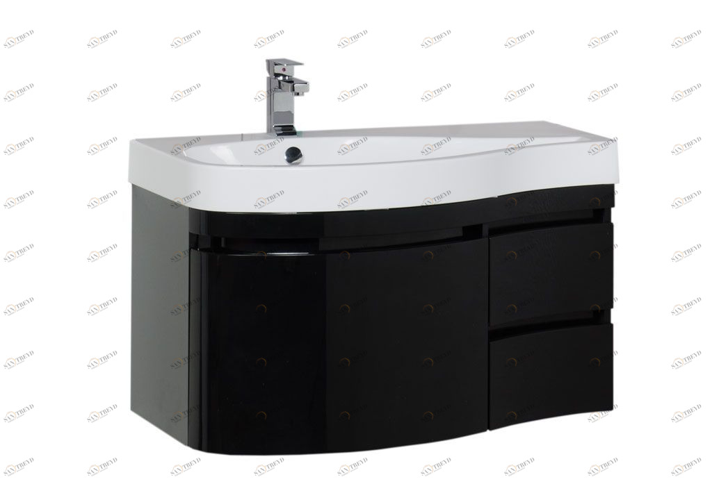 Тумба с раковиной Aquanet Сопрано 95 L черный (3 ящика) 0016966200169395