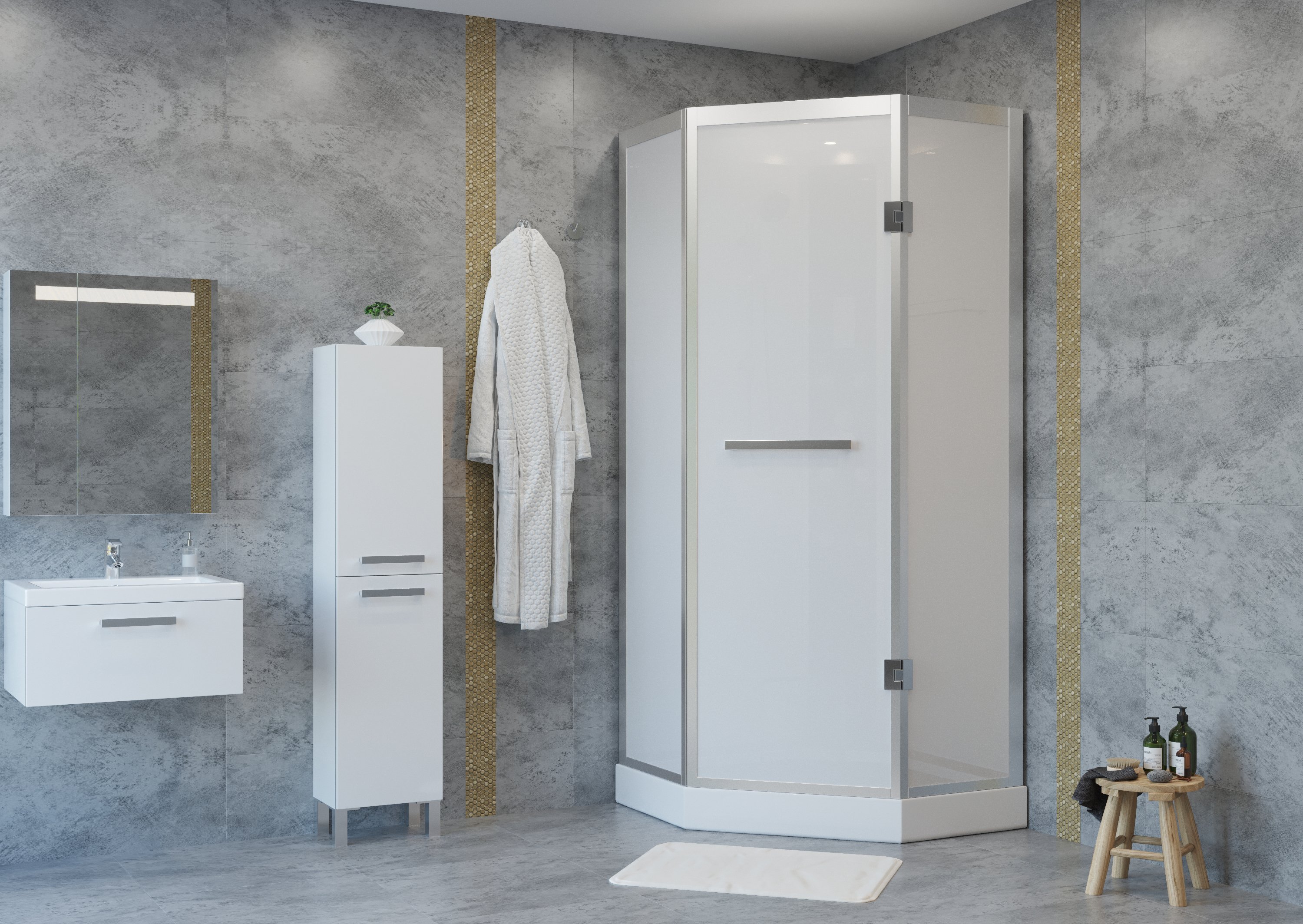 L 801 с гм. и эл. BLACK Душевая кабина DETO Серия L Z900 VOGUE (меняющая прозрачность) - Вид №22