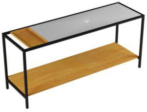 STP 180 02 Мебель для подвешивания и подставки Azzurra ceramica Основание из окрашенного металла в комплекте с изготовленной на заказ полкой с 2 ​​отверстиями, деревянной крышкой для предметов и деревянной крышкой со встроенным держателем для полотенец HA