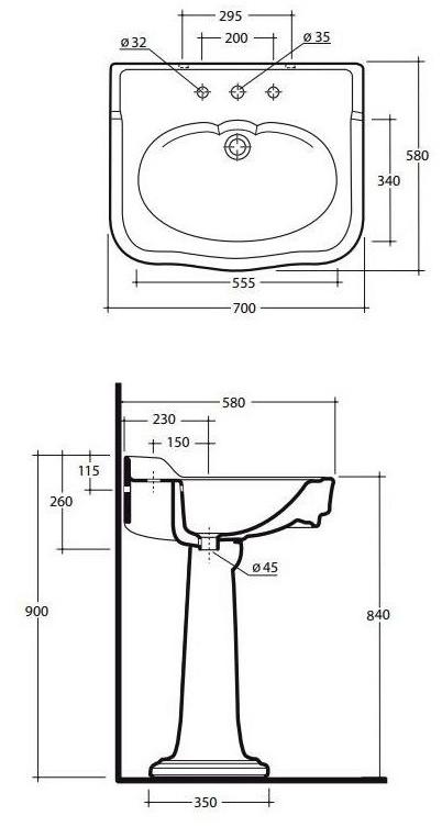 Imp4371301 Подвесная раковина настенная овальная Olympia Ceramica IMPERO белая - Вид №1