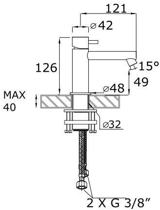 MINA Смеситель для умывальника из нержавеющей стали с одним отверстием Stiriana Mi2251 - Вид №1