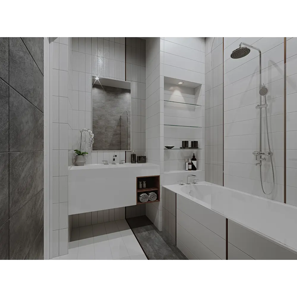 Керамогранит Tone 15х60 см 1.36 м² цвет белый матовый BELANI STLM-2010528 - Вид №3