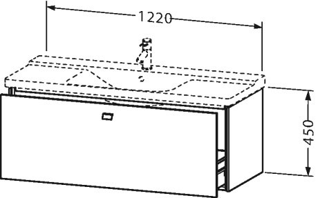 BR402304949 Тумбочка подвесная Brioso #BR4023 1220 x 479 мм Графит матовый, декор Duravit - Вид №1