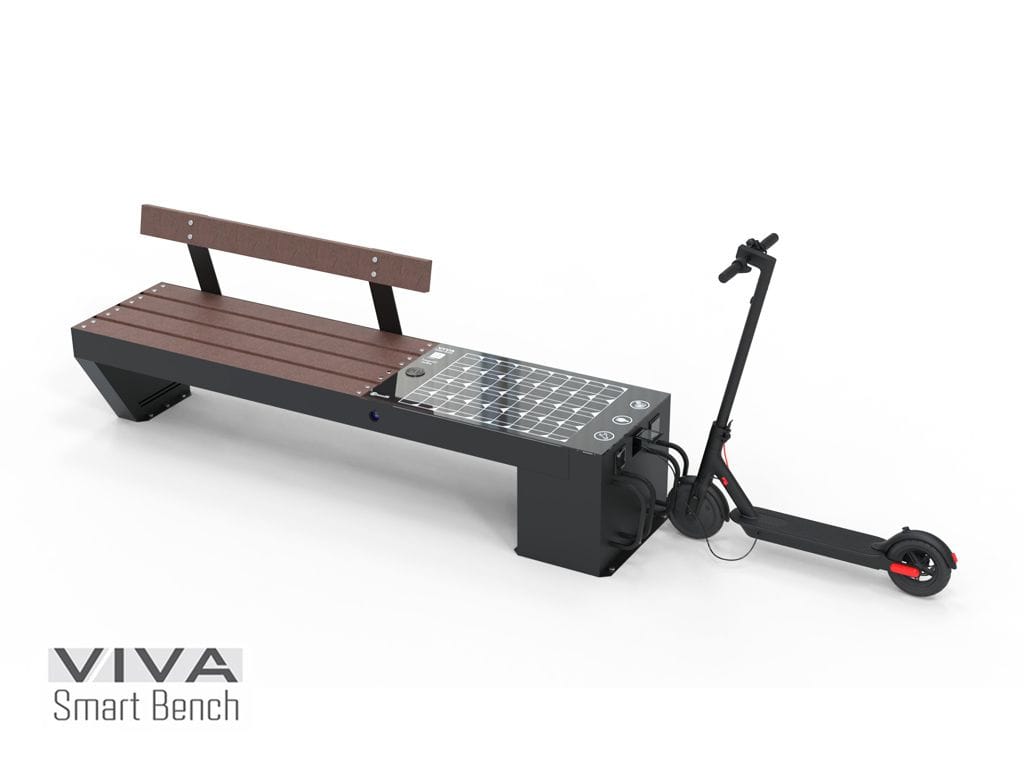 Скамья с USB-разъемом и беспроводной зарядкой EUROCOMITALIA VIVA E-CYCLE ARCH-00066629 - Вид №1