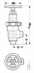 Danfoss SVA-S — запорные клапаны со стандартным штоком SVA-S 6 A ANG H-WHEEL Запорный клапан 148B5020  - Вид №10