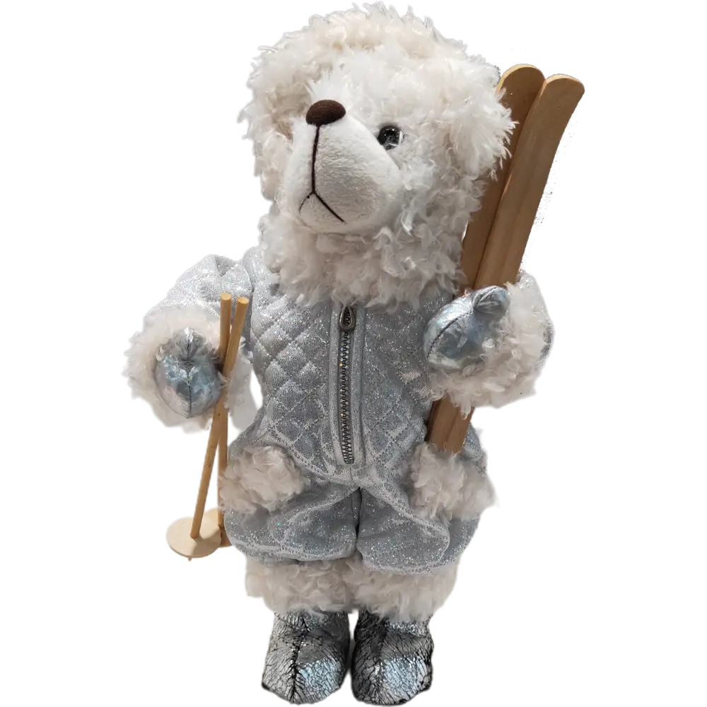 Фигурка новогодняя «Белый мишка с лыжами», 40 см, цвет белый/синий RELANCE STLM-2184799 - Вид №1