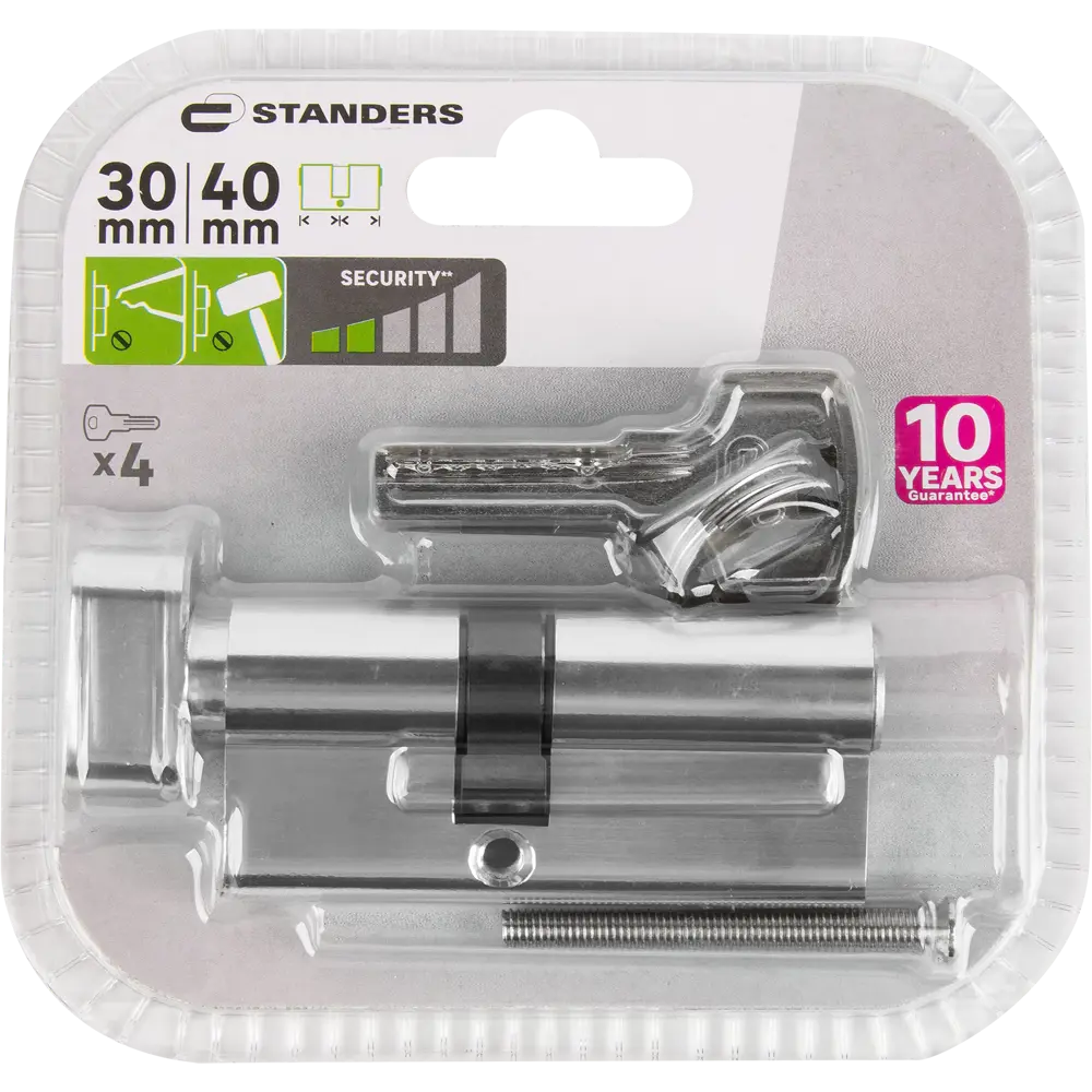 Цилиндр дверной Standers TTAL1-3040NBCR с ключом и вертушкой 82625278 STLM-0032167 - Вид №4