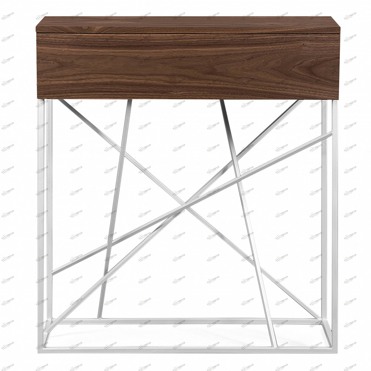 Консоль белая узкая с деревянной столешницей Wilson line box INTELLIGENT DESIGN  261072 Коричневый;хром 