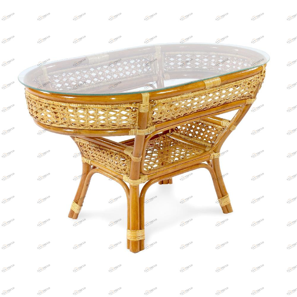 Столик кофейный овальный, ротанг "Пеланги" 02/15А-1 К ЭКО ДИЗАЙН CLASSIC RATTAN 129489 Бежевый 