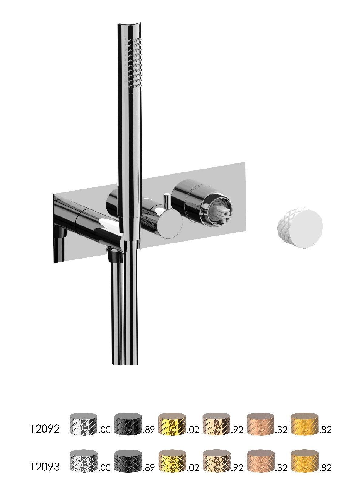 Настенный смеситель для ванны с 3 отверстиями и ручным душем Rubinetterie Frattini отдельная эстетика ARCH-00105690 - Вид №21