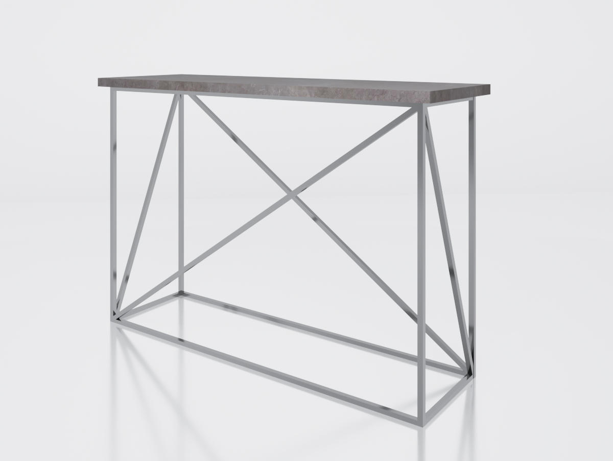 Консоль черная с мраморной столешницей и металлической опорой, хром "Майлз" АЛЕТАН  350926 Хром;черный  - Вид №1