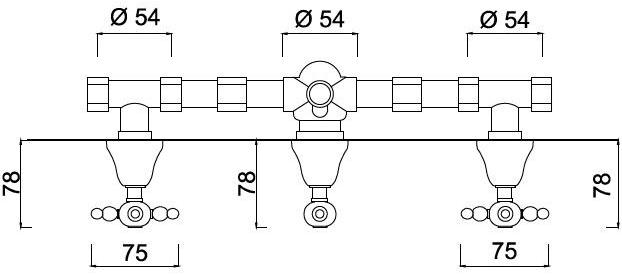 Rubinetteria Giulini Смеситель для душа на 3 отверстия с переключателем Parigi 7316w2 - Вид №1