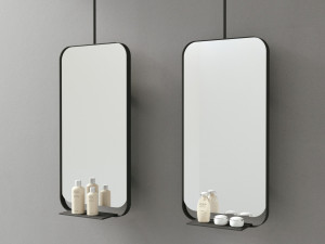 Настенное зеркало с рамкой и полкой