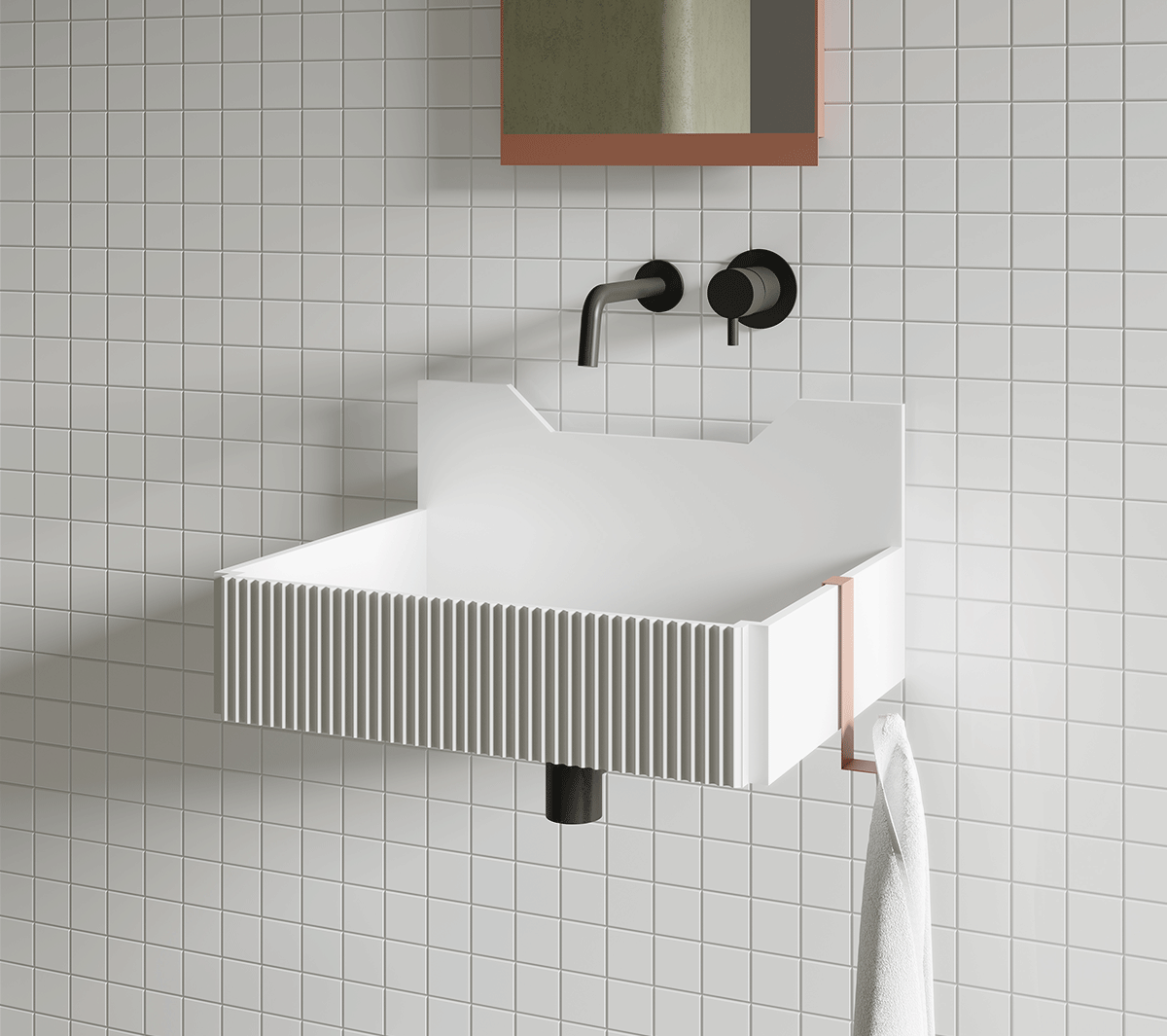 com_EXLAVFRIEZE2L/WM Подвесная раковина настенная прямоугольная Ex.T Frieze белая - Вид №2