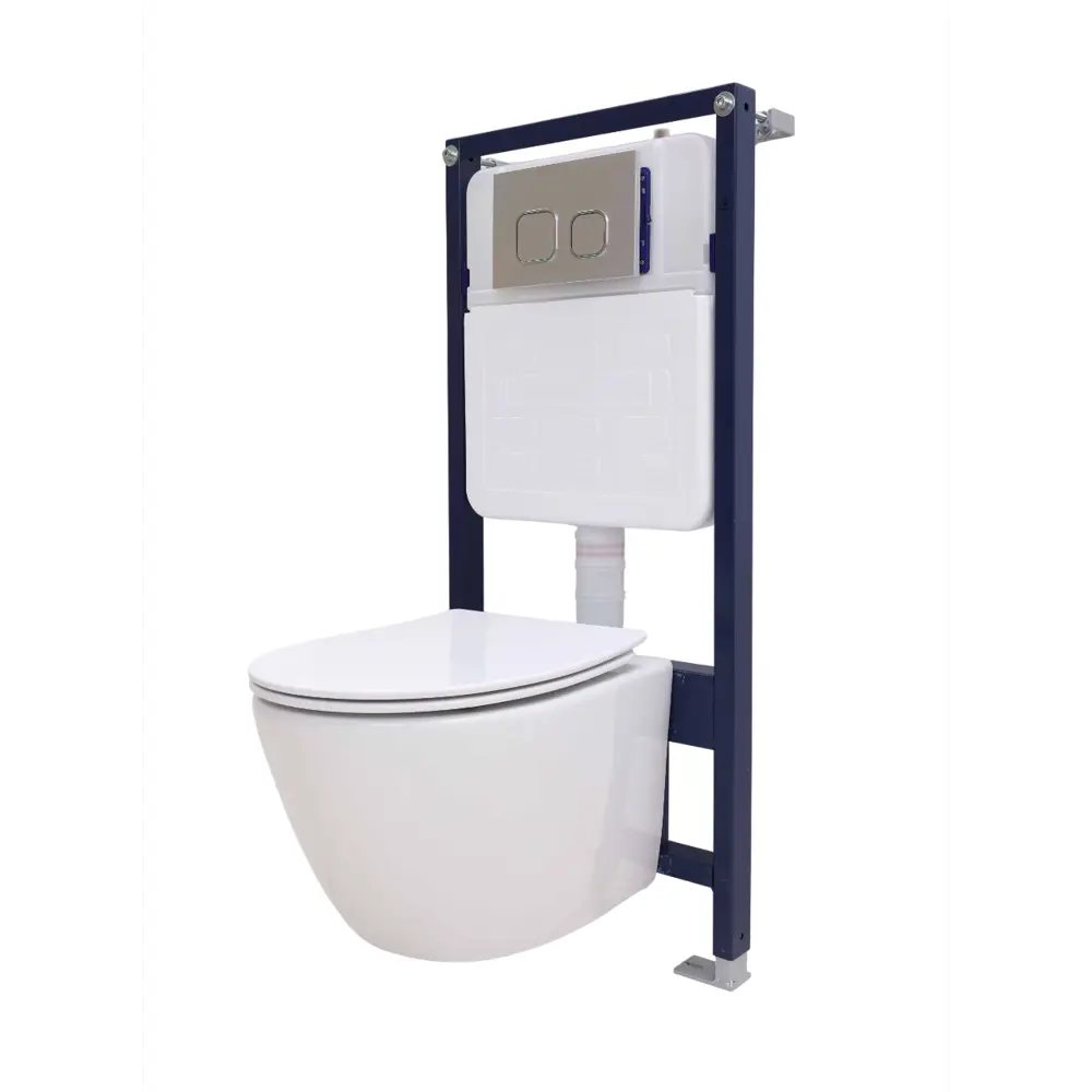 Комплект инсталляция Grant с унитазом Aura Торнадо безободковый с микролифтом клавиша цвет хром Santreyd STLM-2139018