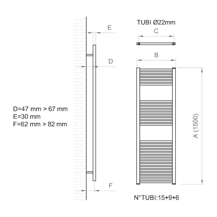 Настенный стальной полотенцесушитель с горячей водой Ercos Опера ARCH-00146678 - Вид №6