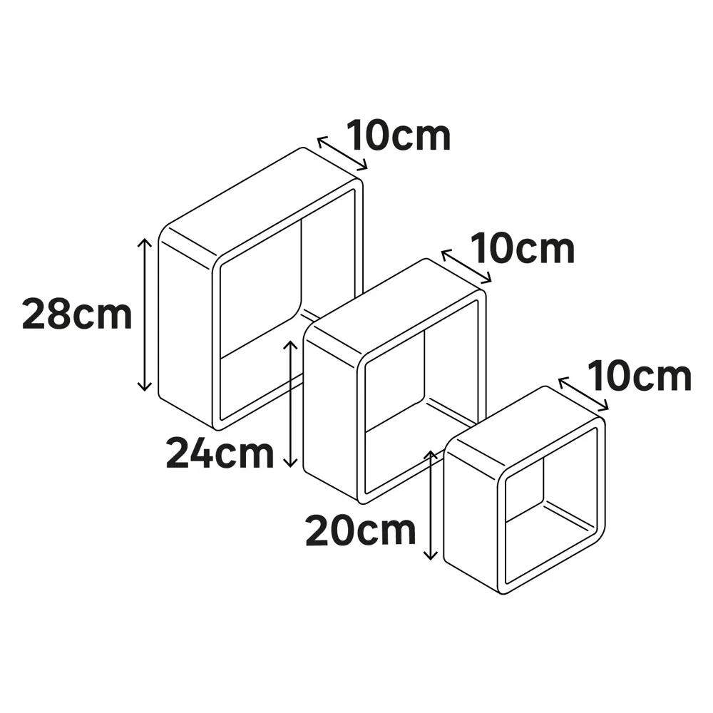 Spaceo: Набор из трёх эко-полок для интерьера 20x20/24x24/28x28 см 82877490 STLM-1091665 - Вид №3