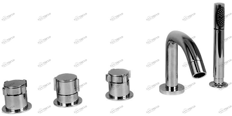 RUBINETTERIE STELLA Смеситель для ванны с ручным душем на 5 отверстий Aster At02304cr00