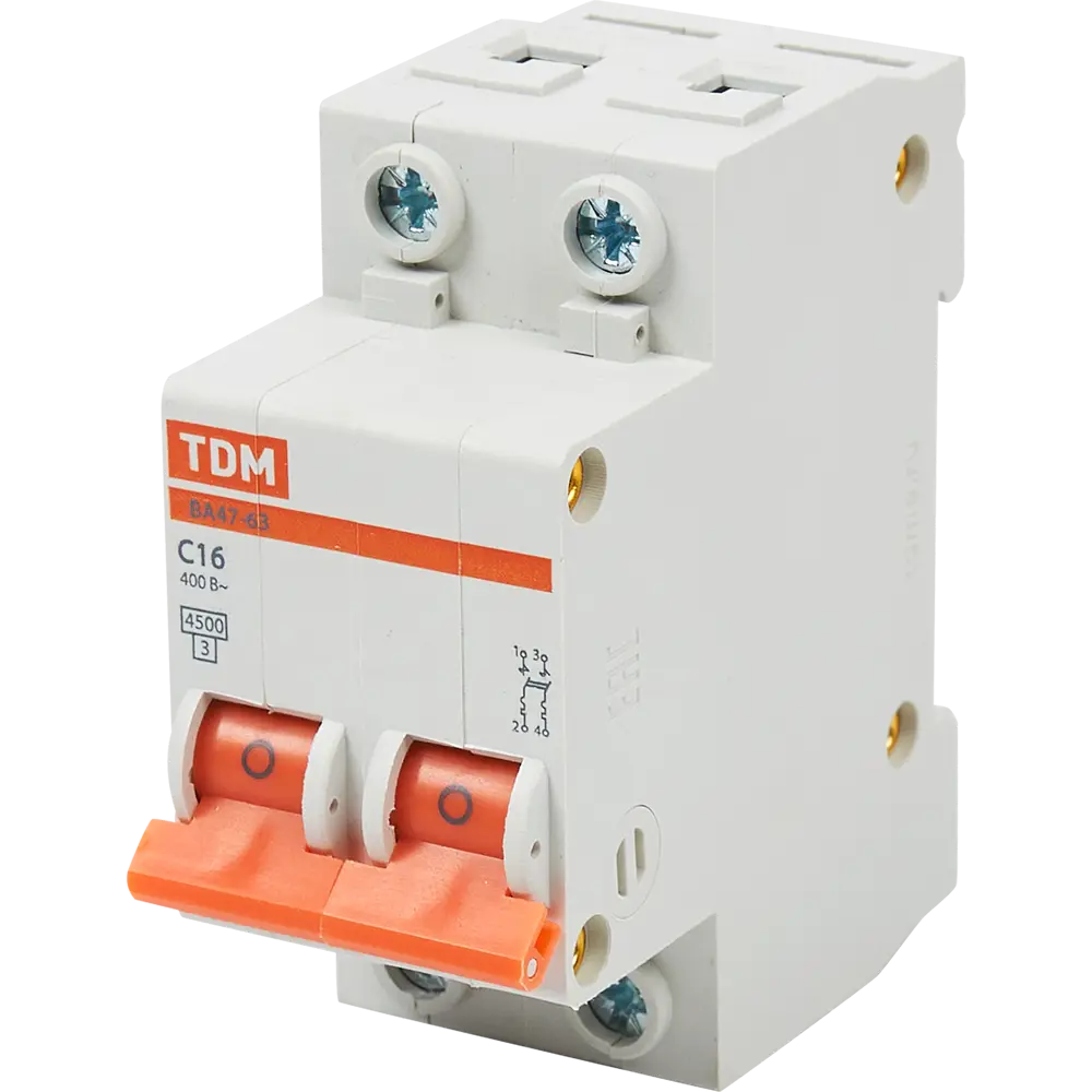 Автоматический выключатель TDM Electric ВА47-63 2P C16 А 4.5 кА SQ0218-0011 84399472 STLM-2176129  - Вид №1