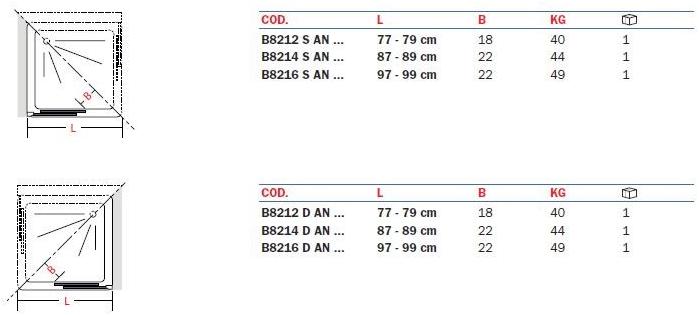 INDA® Стеклянный душевой бокс с раздвижной дверцей Air B821…s/d - Вид №1