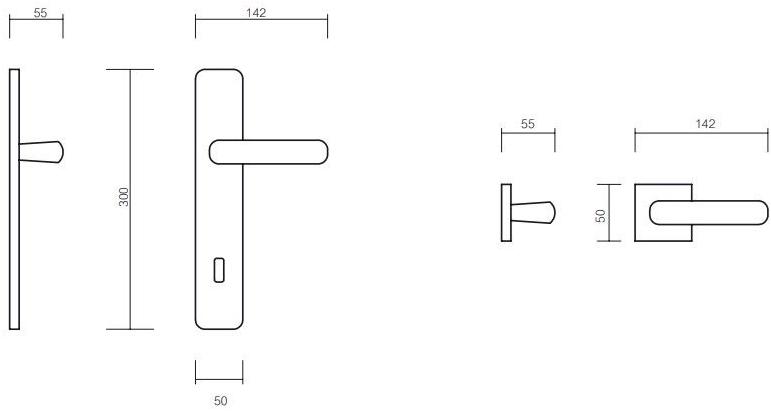 Pasini Ручка из латуни на пластине с накладкой Quadrata 3540  - Вид №3