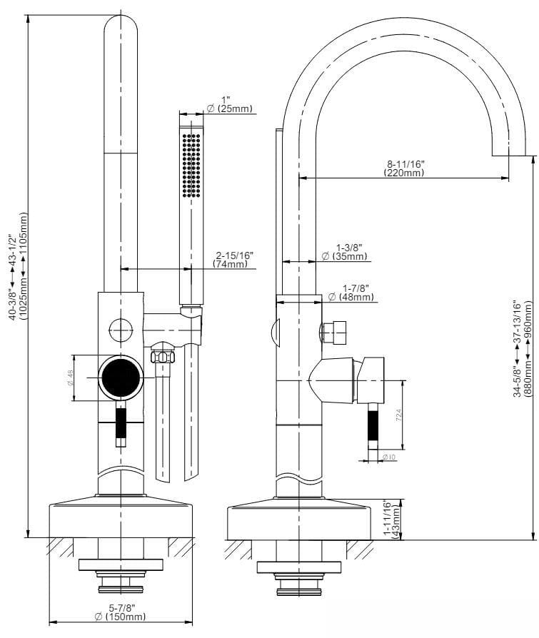 Смеситель для ванны из хромированной латуни Graff Cameo ARCH-00151701 - Вид №4