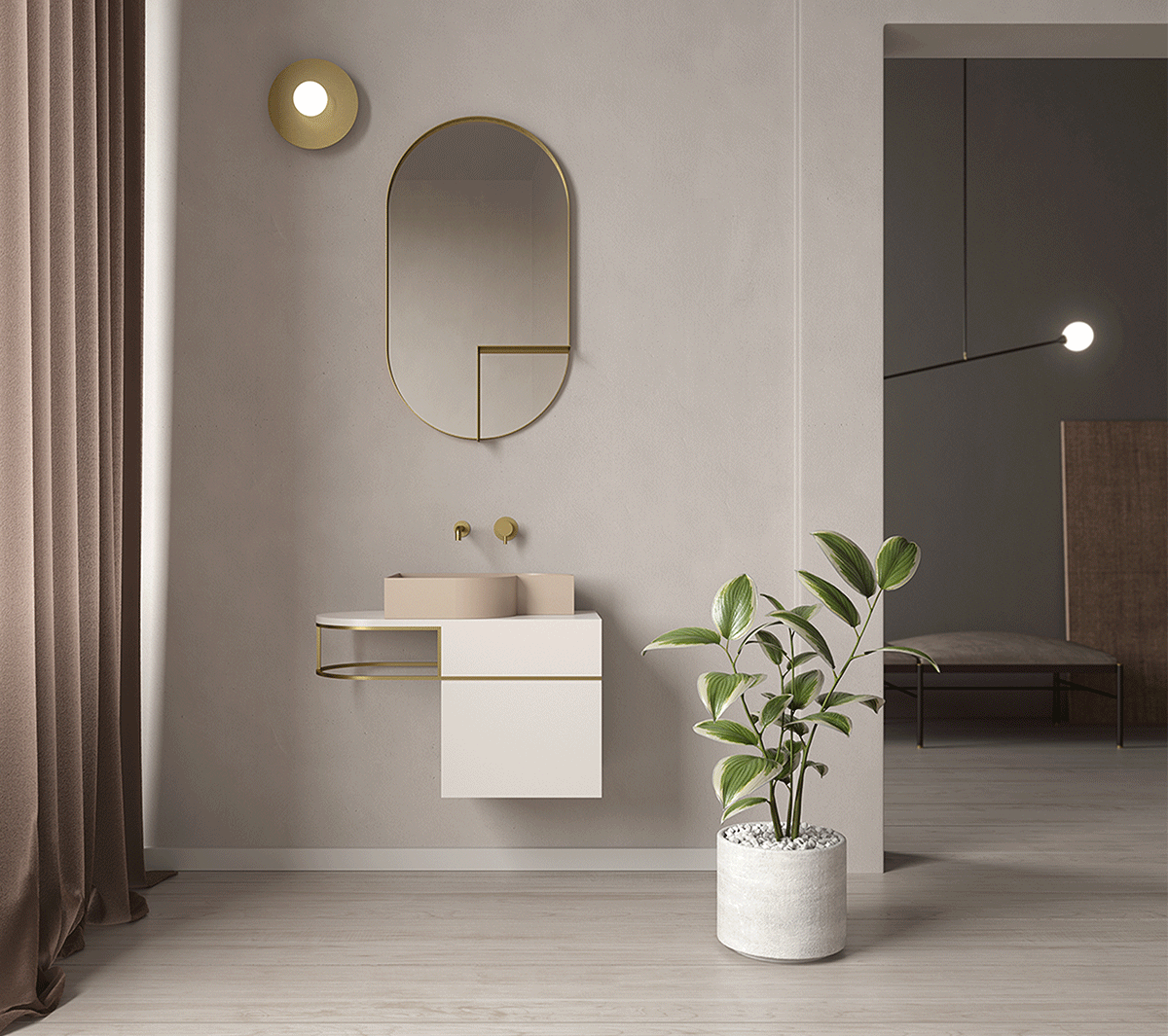 Ex.T Nouveau Shelf Mirror Настенное зеркало с полкой EXNOUSPOVAL/BR - Вид №1