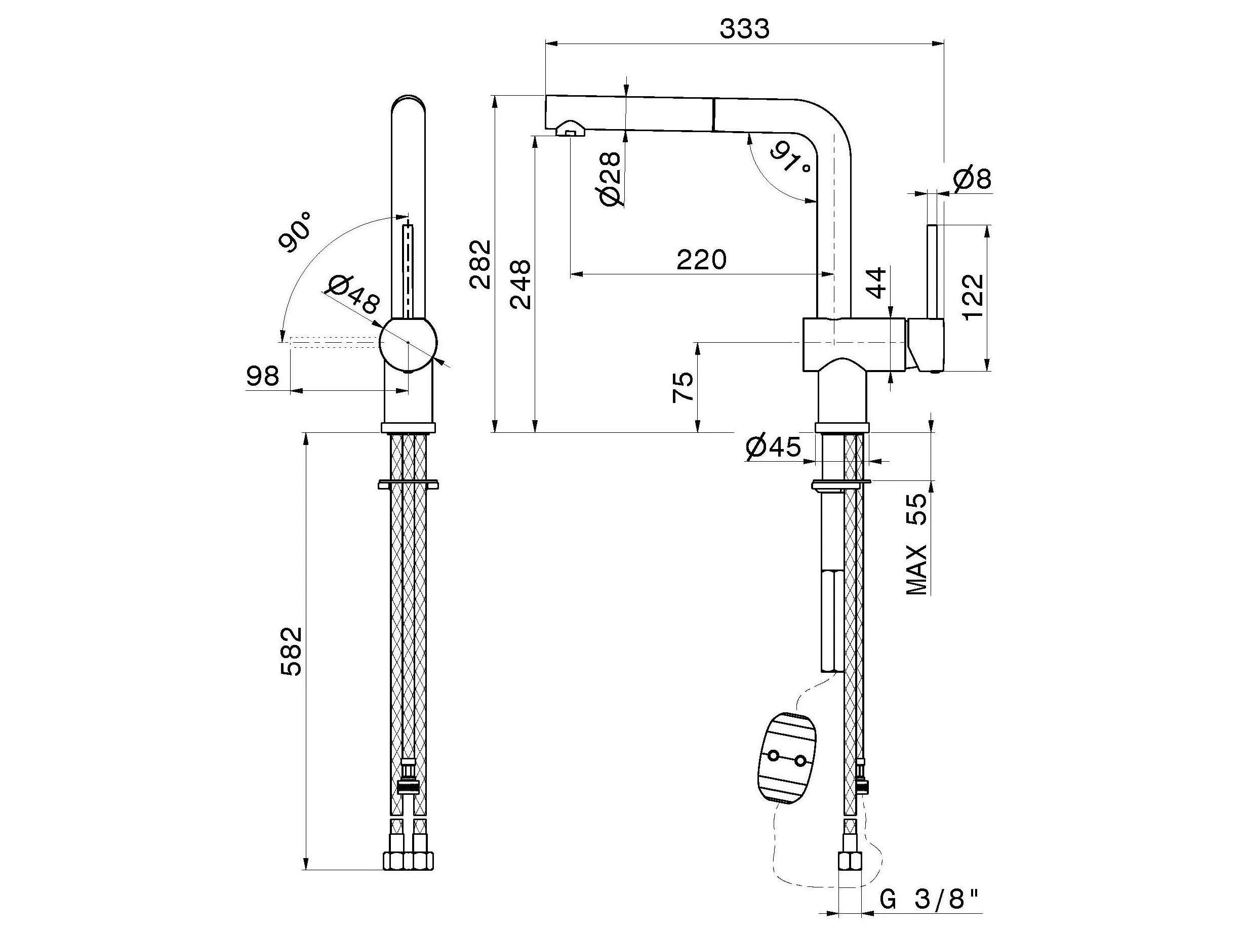 Смеситель для кухни с поворотным изливом и выдвижным ручным душем Newform MOONY ARCH-00138534 - Вид №2