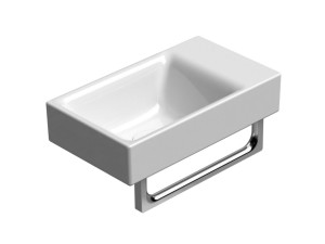 Керамическая подвесная прямоугольная ручная мойка с держателем для полотенец